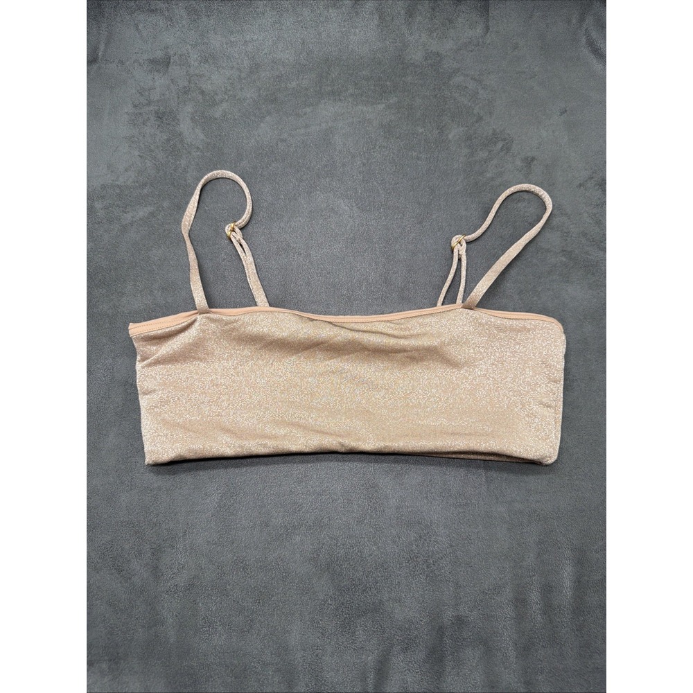 L*space Rebel Bikini Bandeau Top Champagne Shimmer Gold Size SMALL
